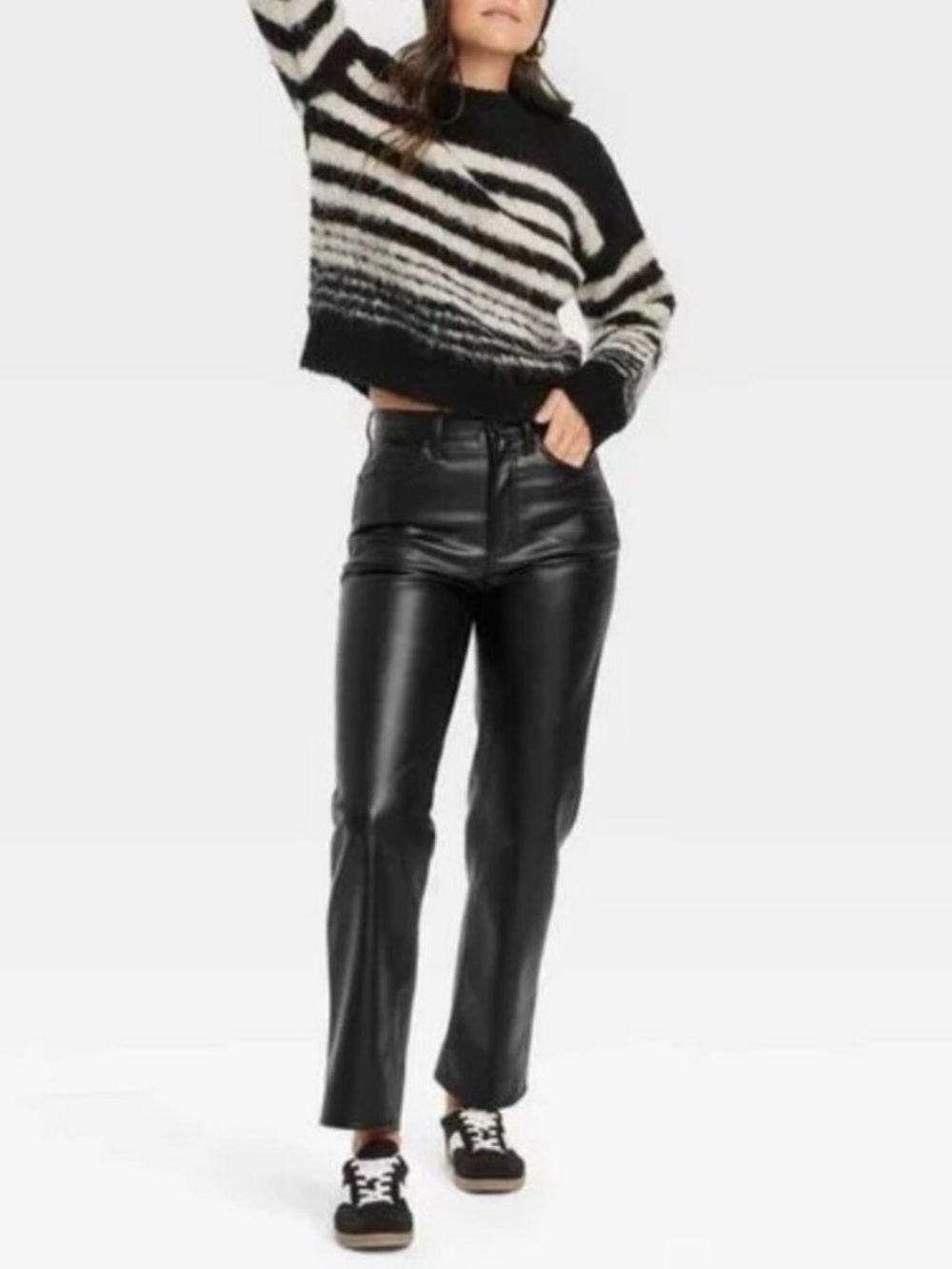 Women's High-Rise Faux Leather Straight Jeans - Universal Thread